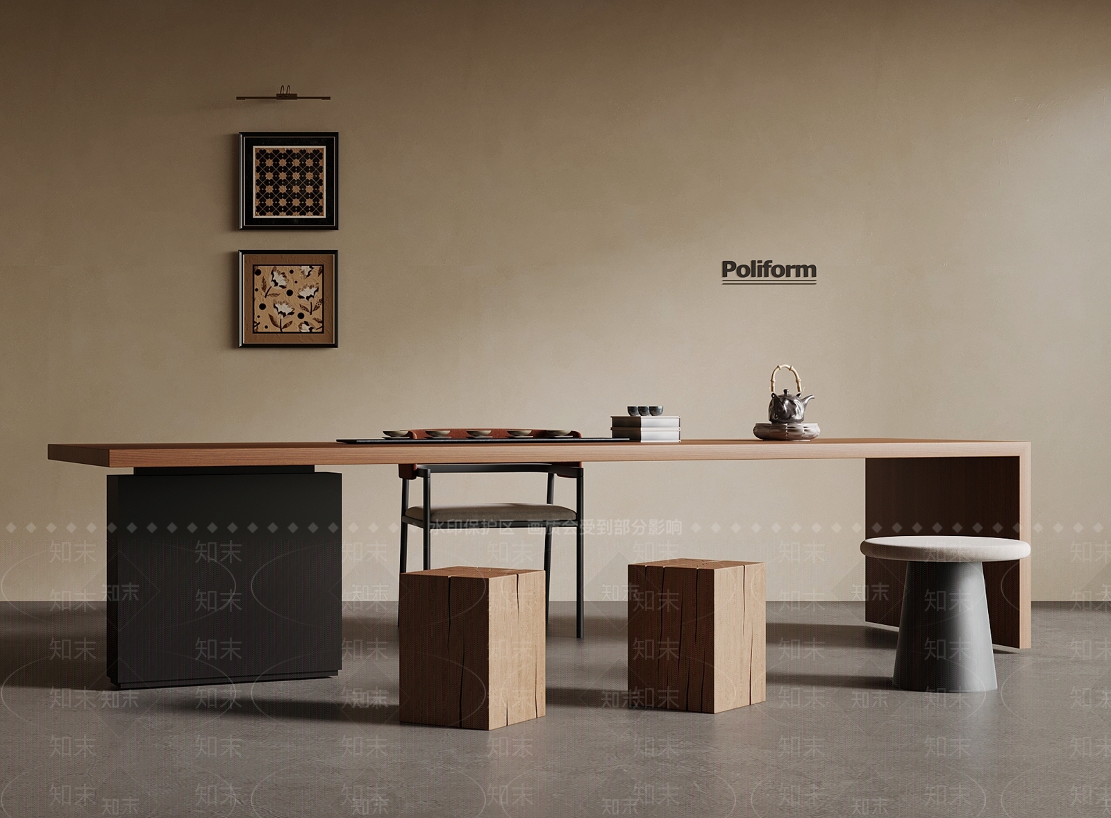 中古茶桌椅SU模型下载【ID:1198411182】