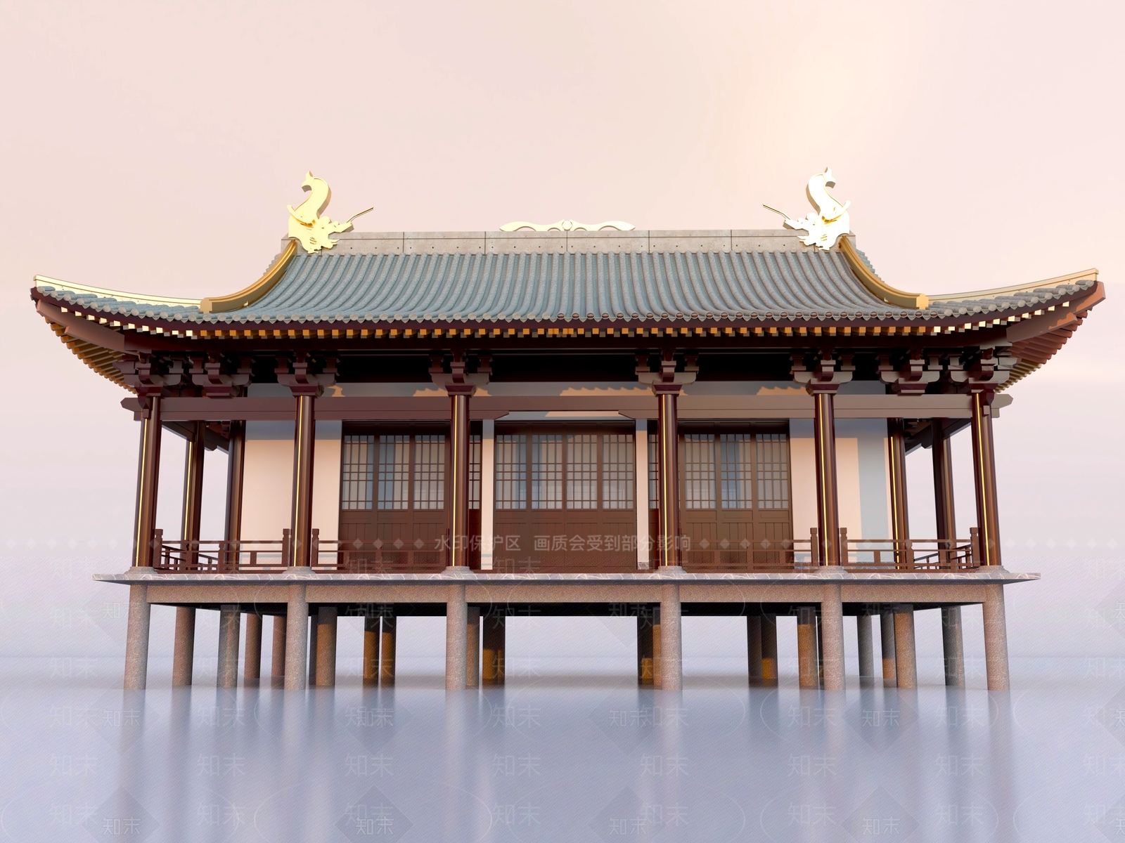 中式中古古建3D模型下载【ID:1198414186】