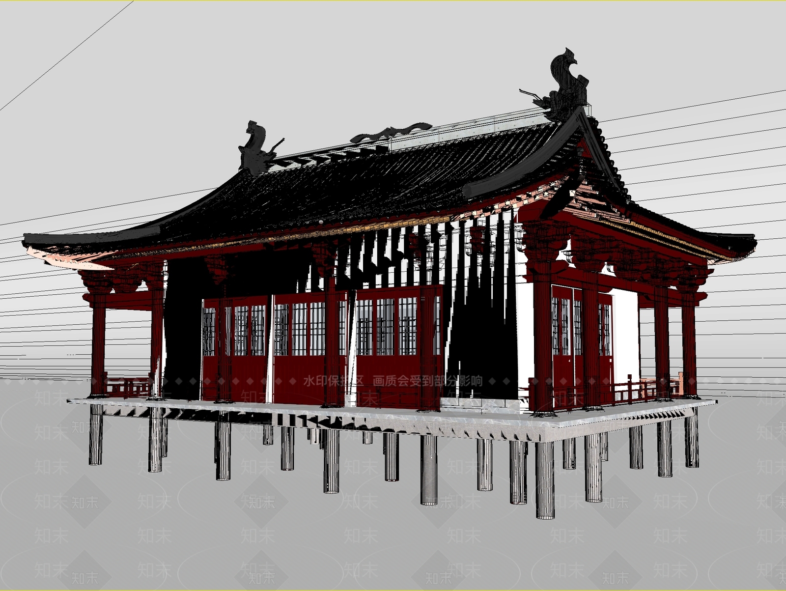 中式中古古建3D模型下载【ID:1198414186】