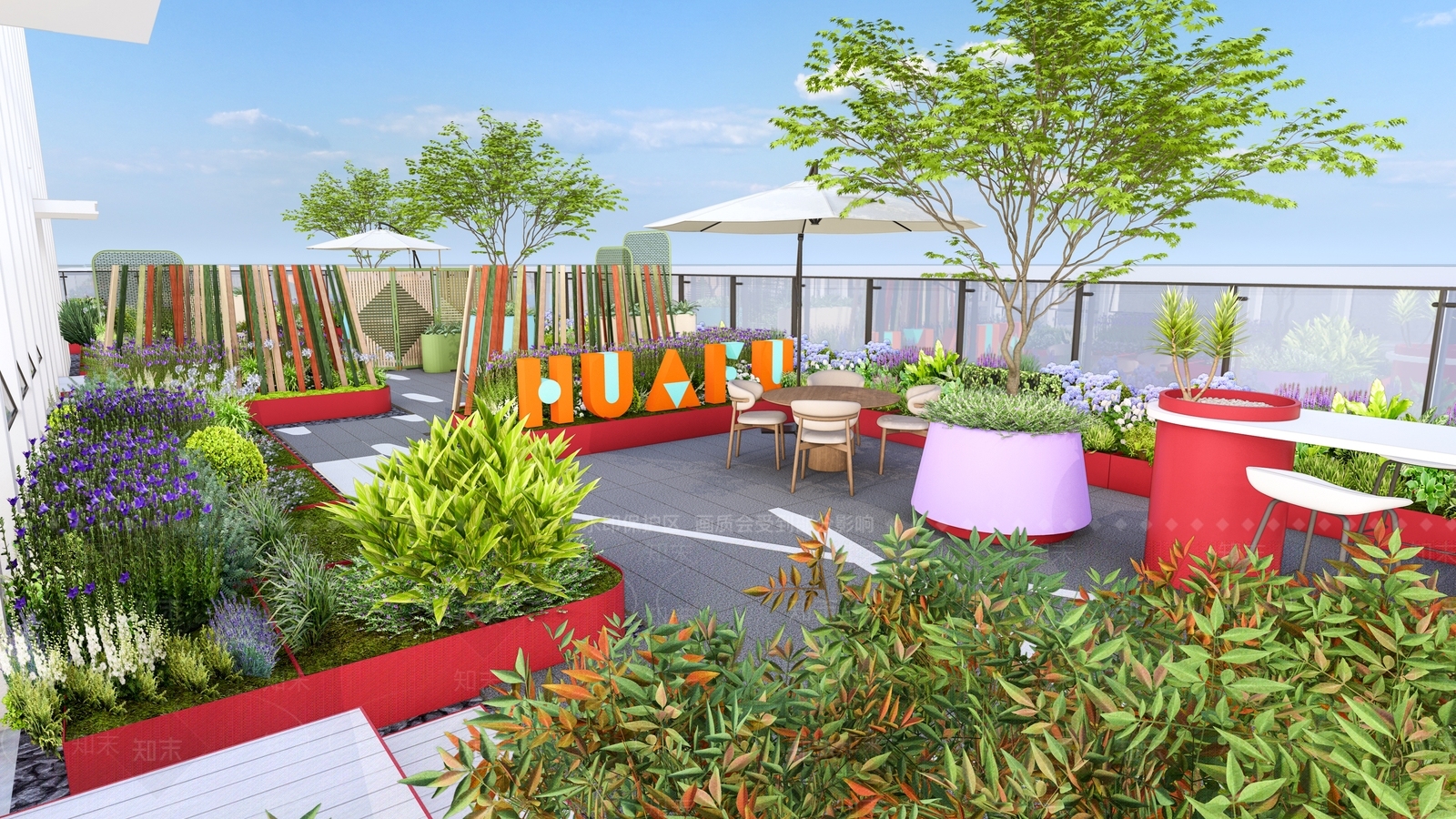 简约现代屋顶花园SU模型下载【ID:1198416490】