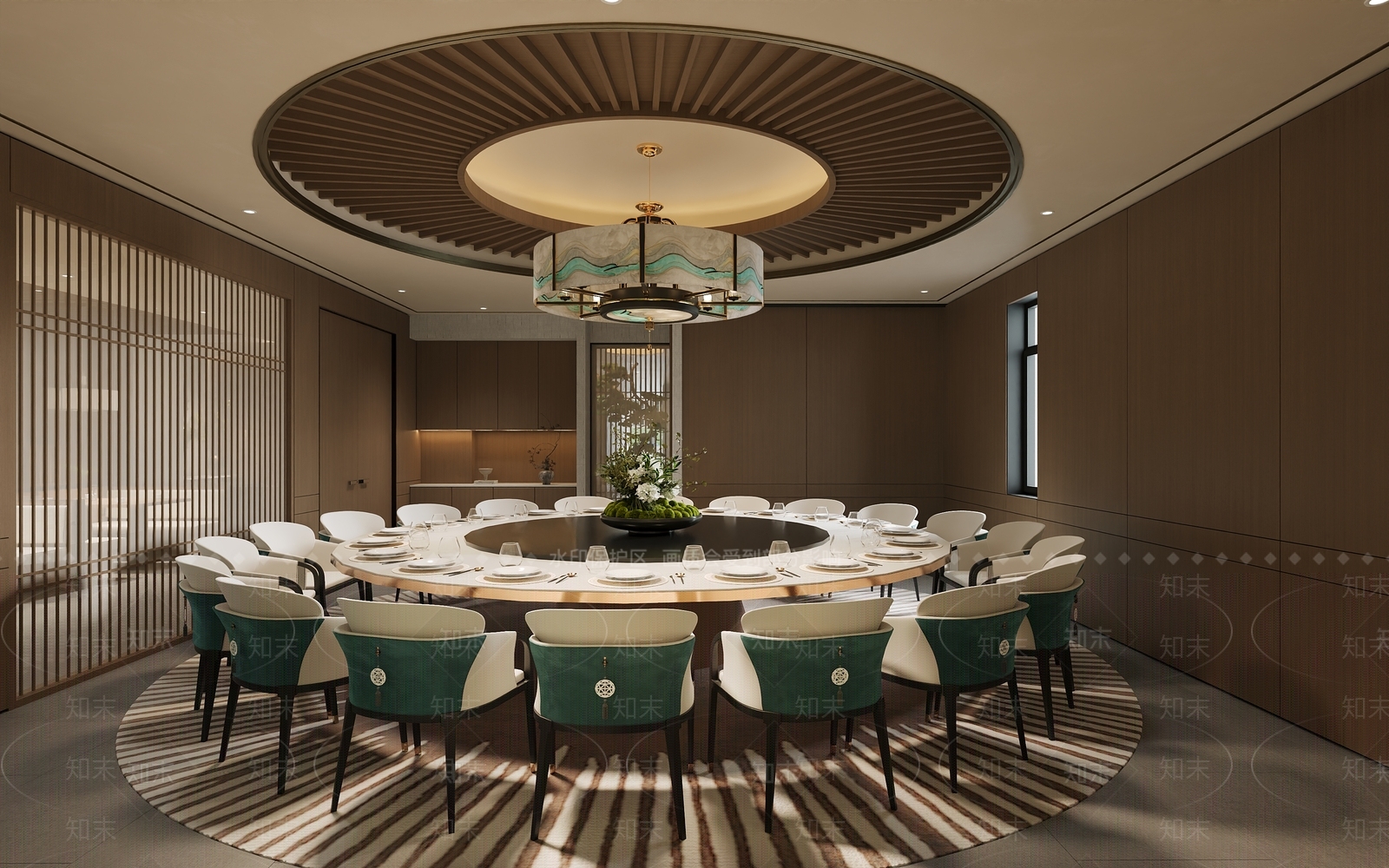 现代新中式中餐厅3D模型下载【ID:1198416598】