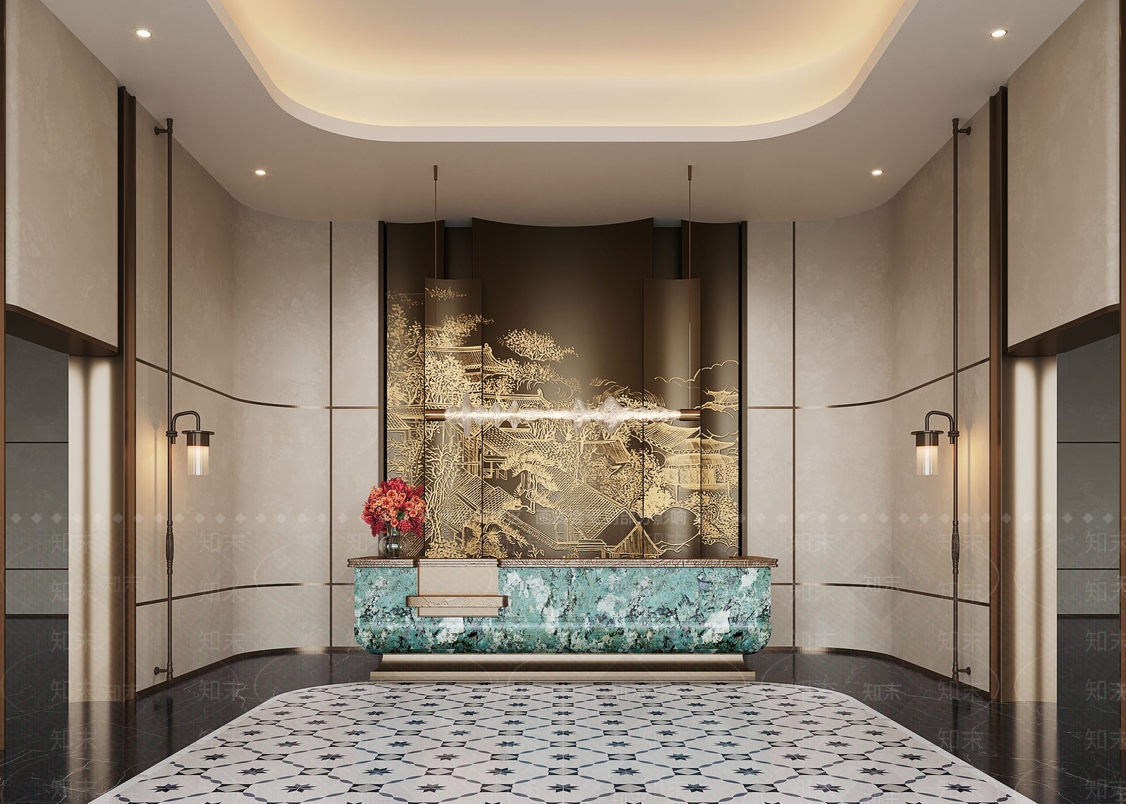 现代酒店大堂SU模型下载【ID:1198417146】