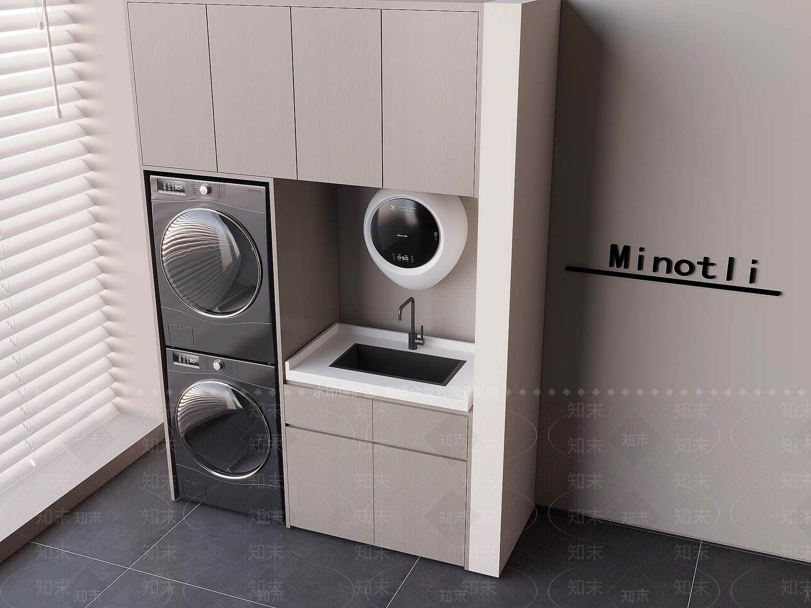 北欧洗衣机柜3D模型下载【ID:1198419990】