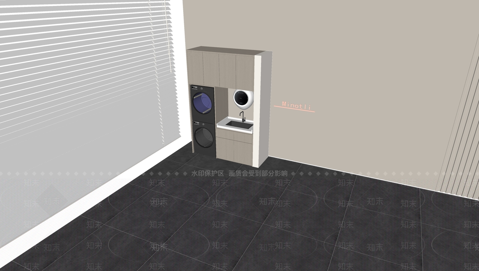 现代洗衣机柜SU模型下载【ID:1198420011】