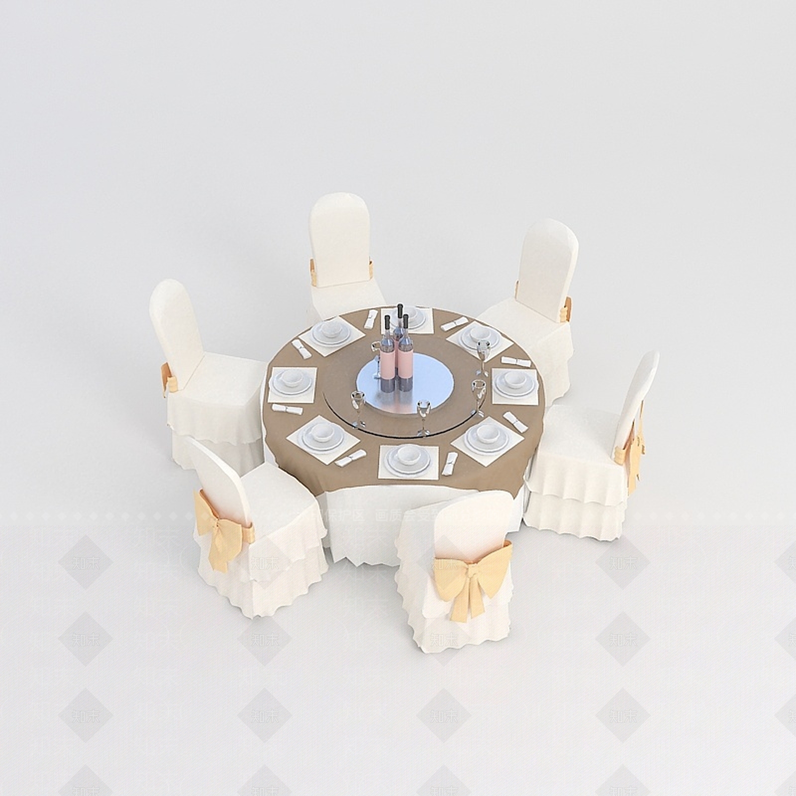 现代酒店桌椅组合3D模型下载【ID:1198423763】