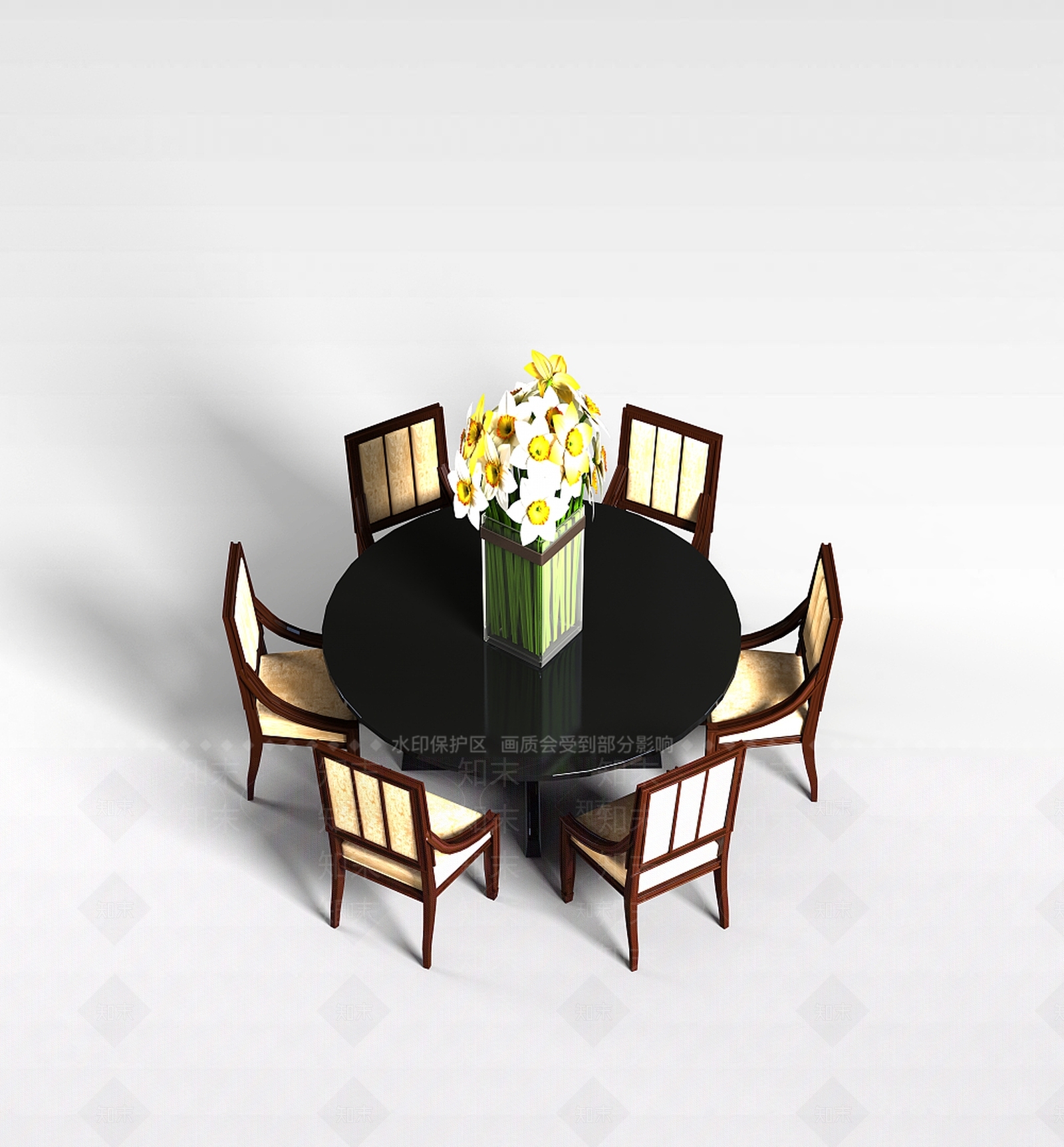 中式风格餐桌3D模型下载【ID:1198425571】