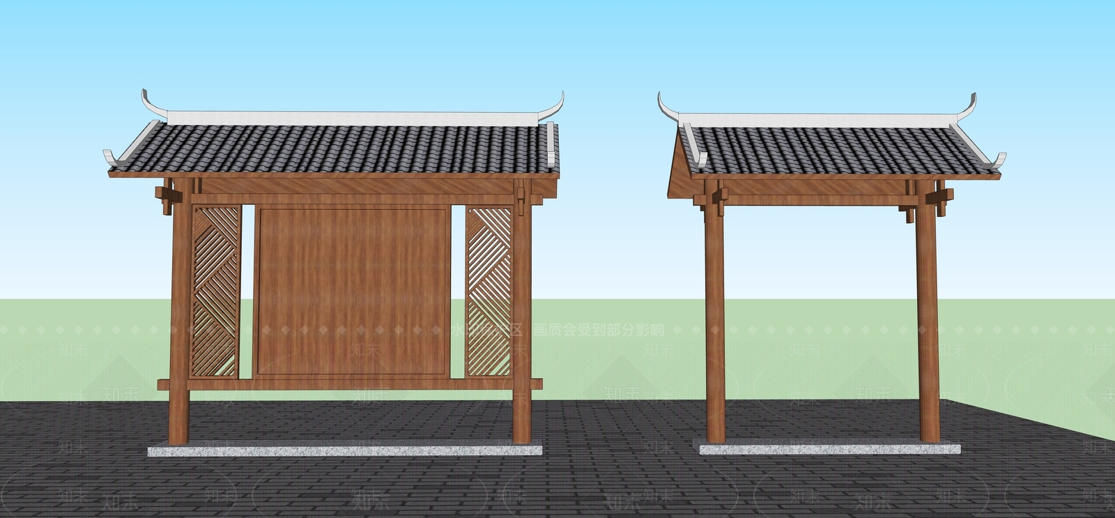 新中式中式其他景观小品SU模型下载【ID:1198426082】