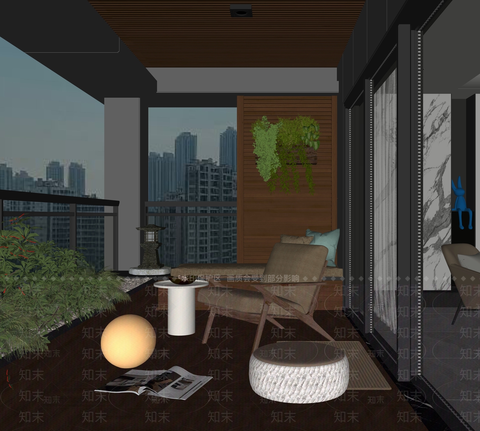 现代家居阳台SU模型下载【ID:1198426267】