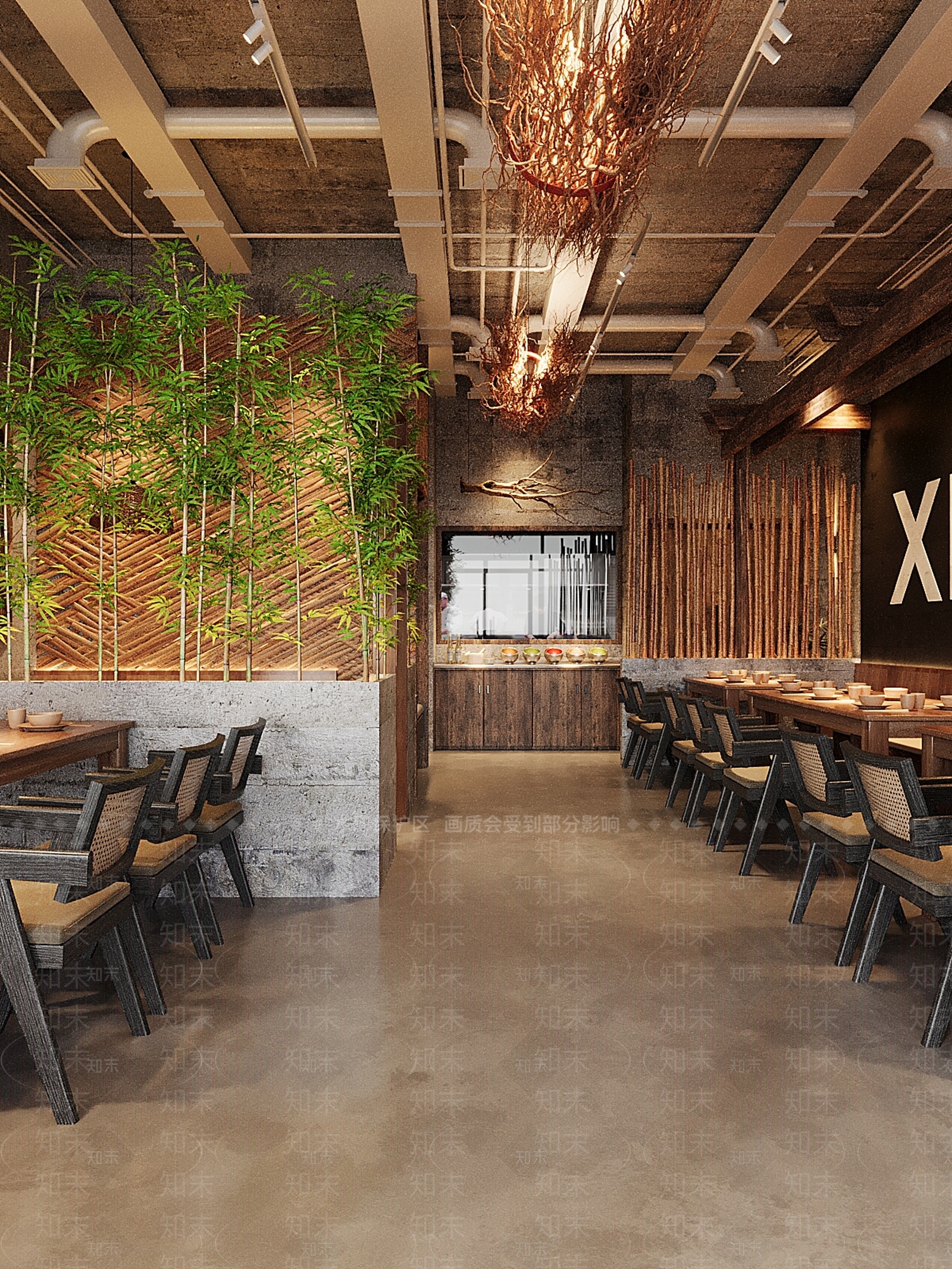 现代中式烧烤店3D模型下载【ID:1198427198】