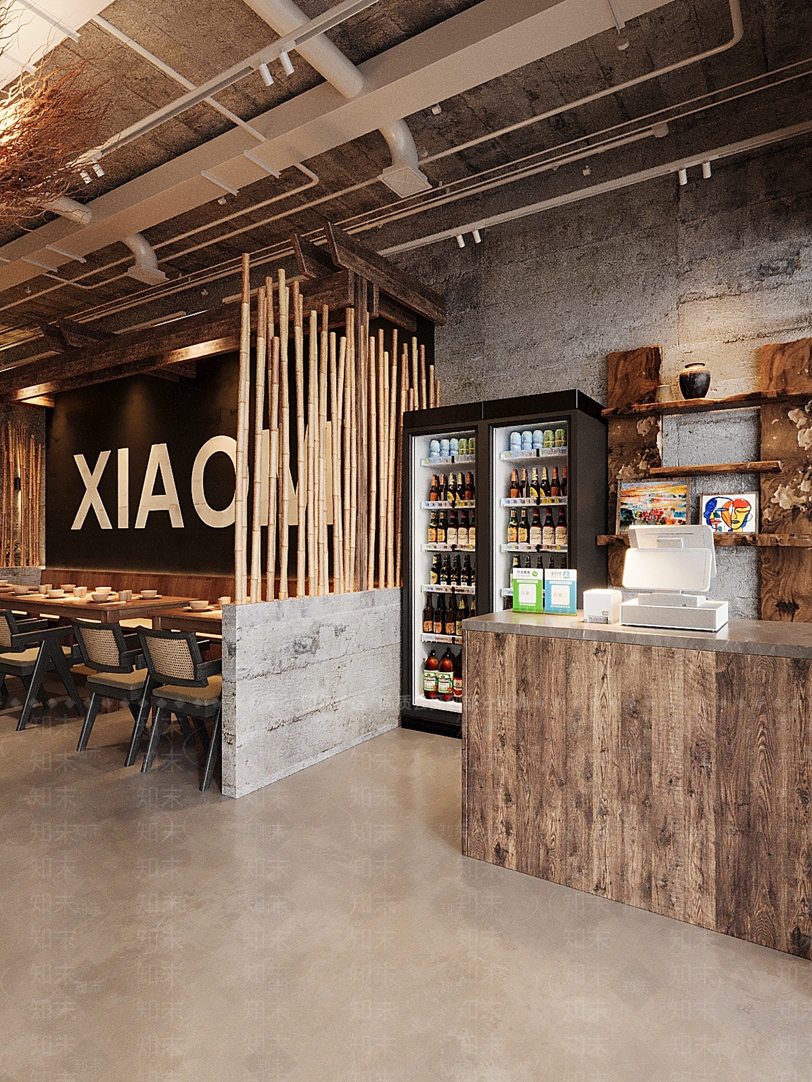 现代中式烧烤店3D模型下载【ID:1198427198】