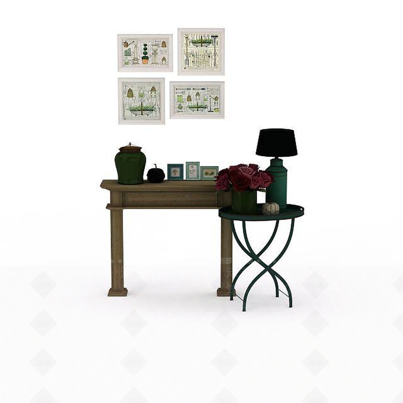 现代客厅陈设品3D模型下载【ID:1198427937】