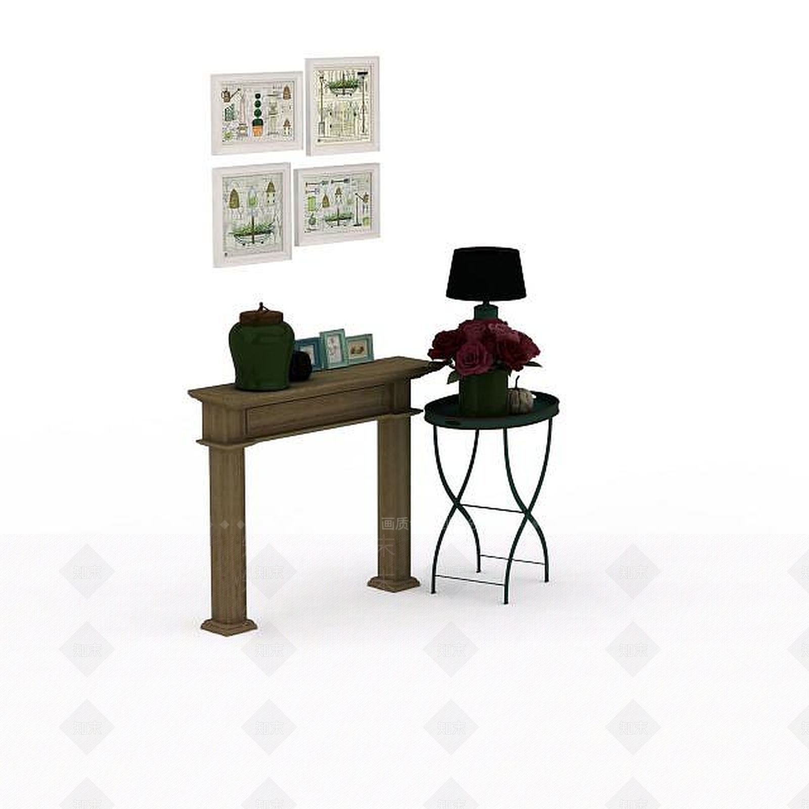 现代客厅陈设品3D模型下载【ID:1198427937】