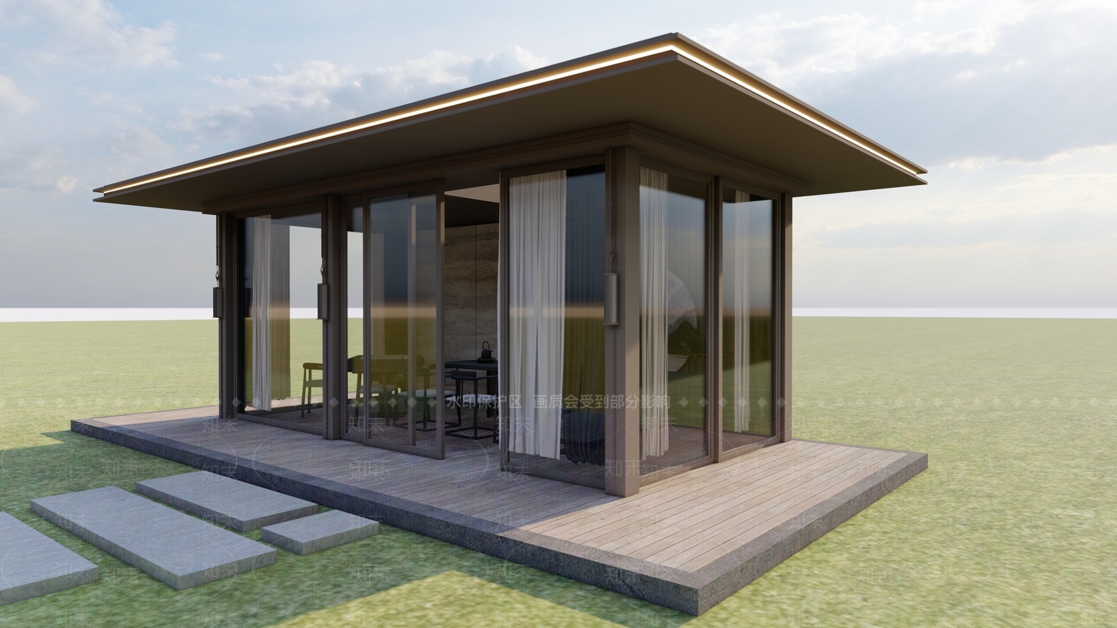 现代新中式亭子SU模型下载【ID:1198428750】