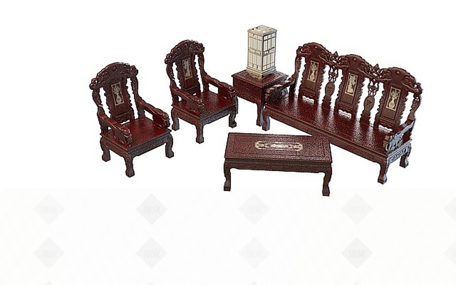 现代红木桌椅3D模型下载【ID:1198429165】