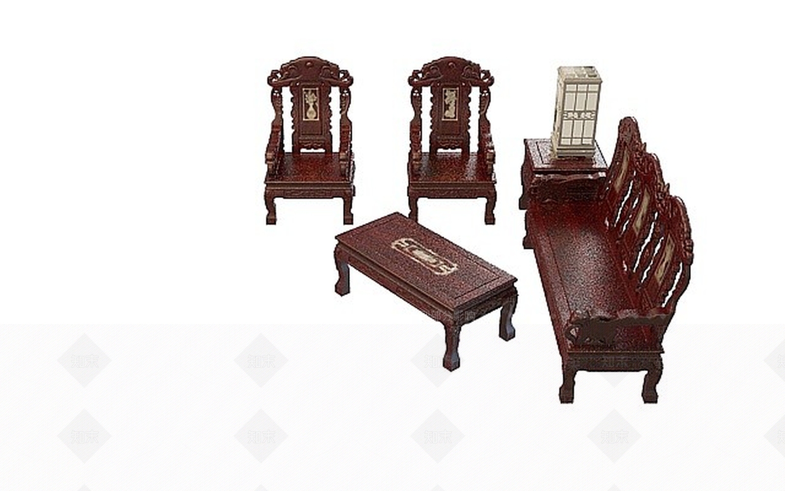 现代红木桌椅3D模型下载【ID:1198429165】