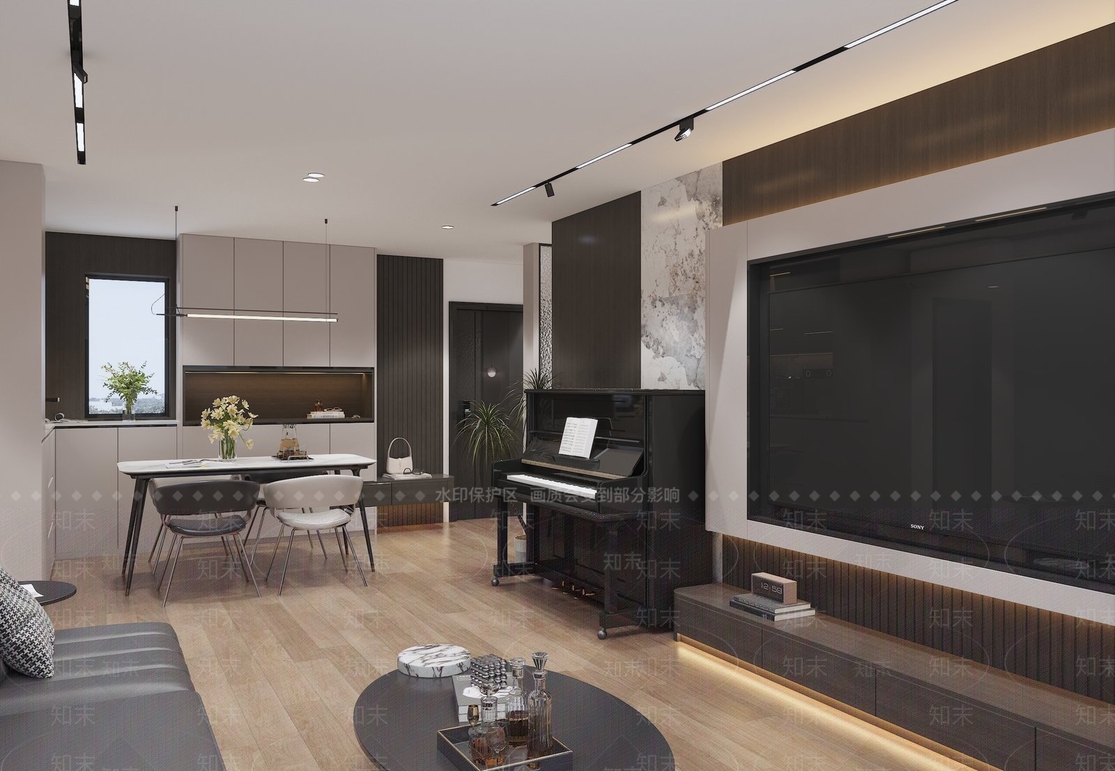 现代轻奢家居客厅3D模型下载【ID:1198430637】