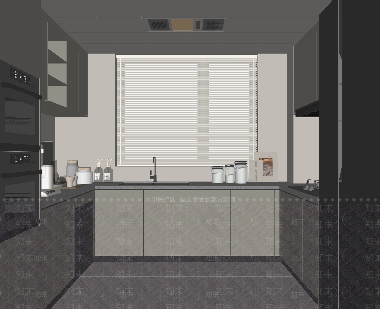 现代封闭式厨房SU模型下载【ID:1198432661】