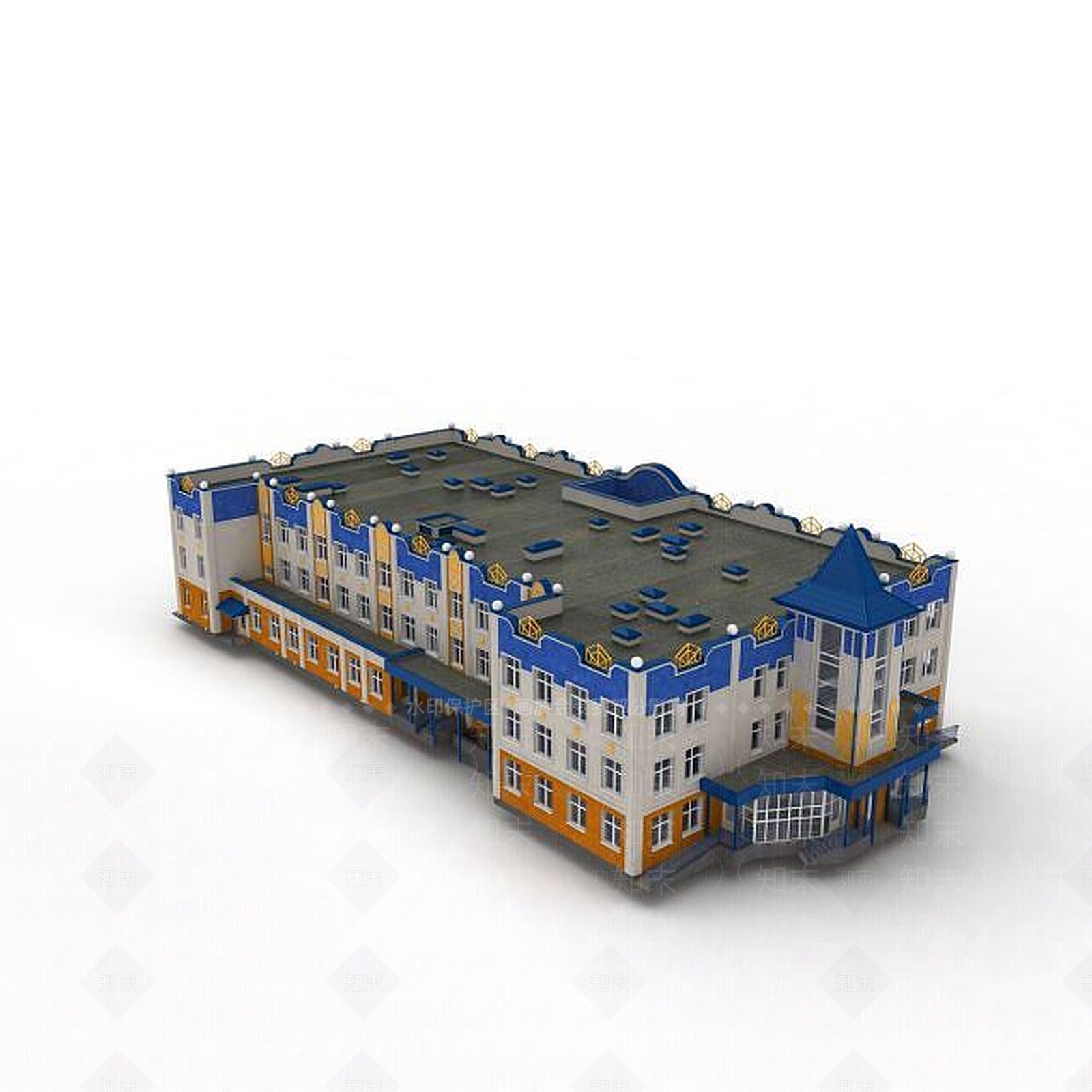 欧式古典欧式教学楼3D模型下载【ID:1198434602】