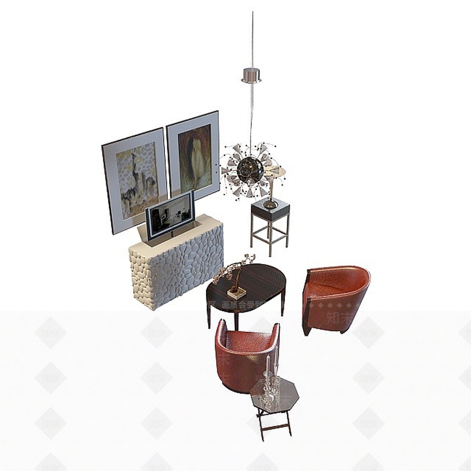 现代客厅休闲桌椅3D模型下载【ID:1198435981】