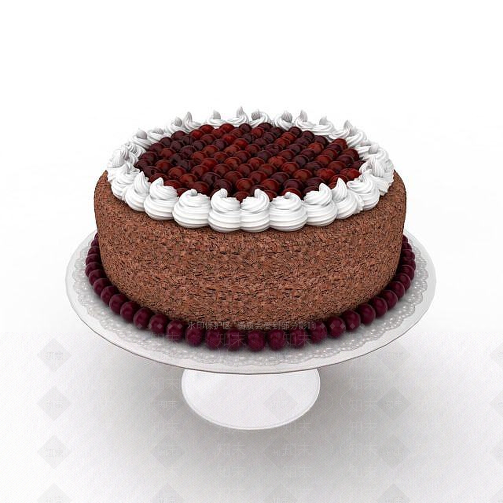 现代巧克力生日蛋糕3D模型下载【ID:1198437750】