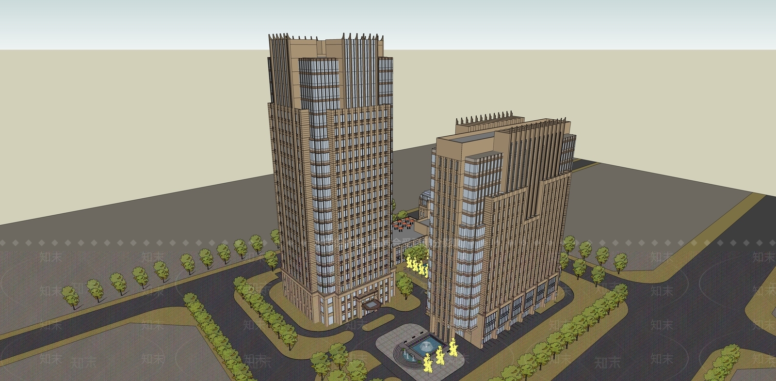 欧式办公楼SU模型下载【ID:1198441107】