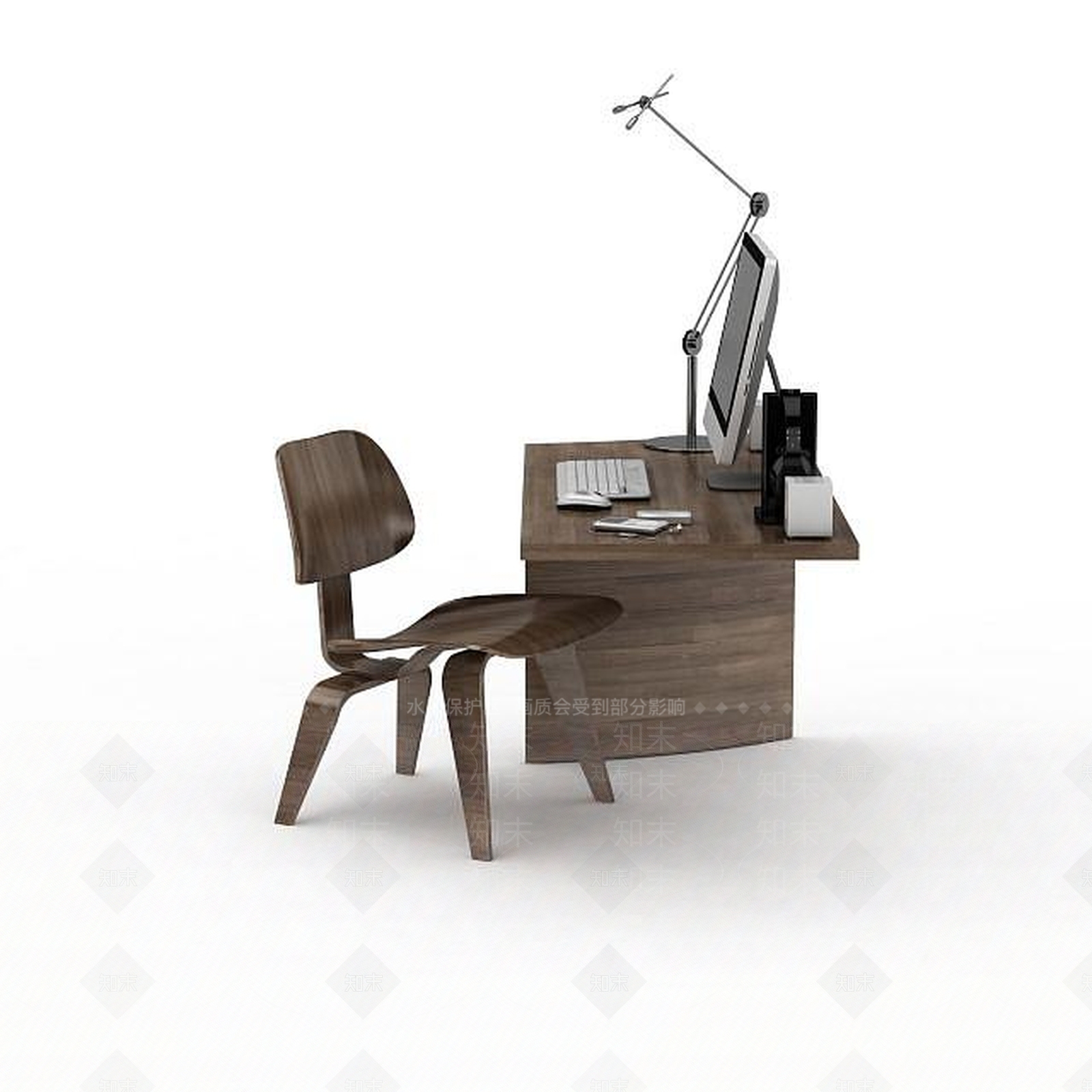 现代办公电脑桌椅3D模型下载【ID:1198440842】