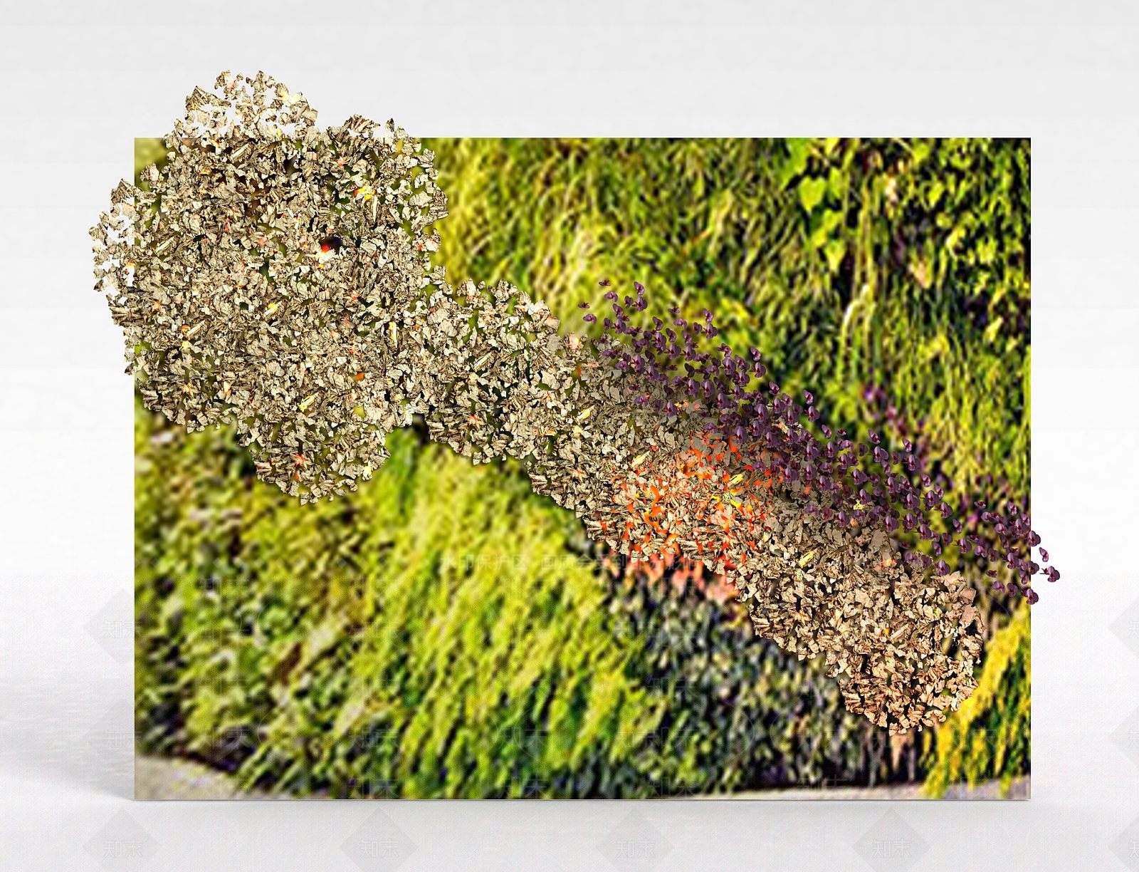 现代客厅绿色风景背景墙3D模型下载【ID:1198440944】