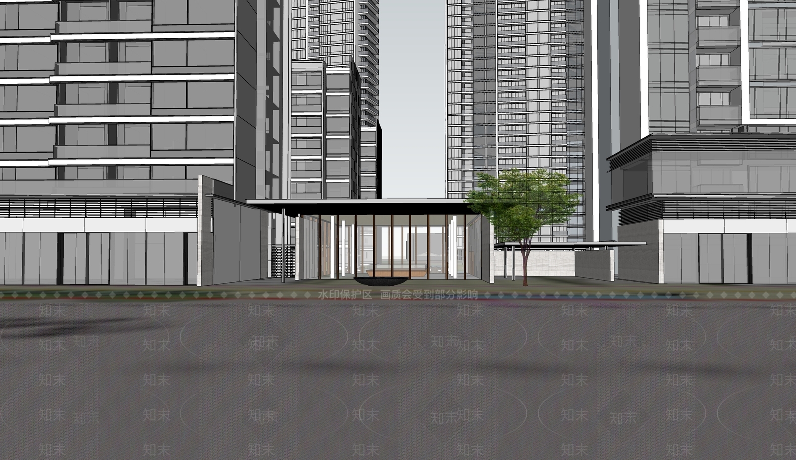 现代小区建筑SU模型下载【ID:1198441391】