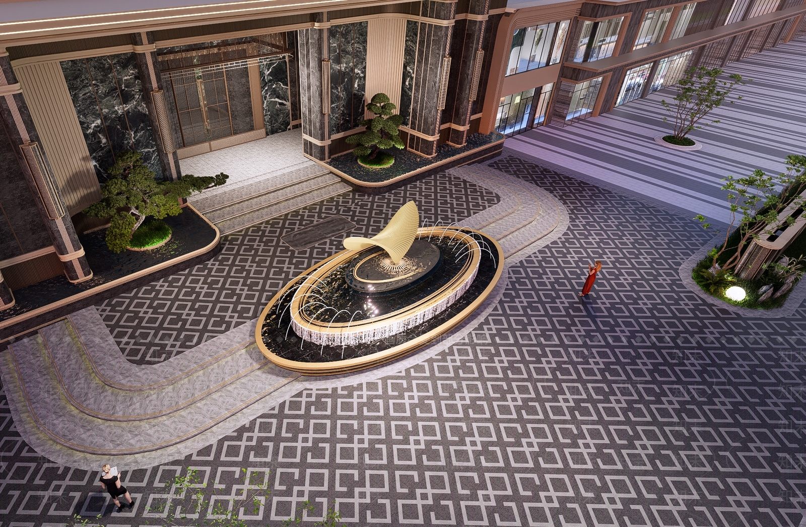 新中式中式小区景观SU模型下载【ID:1198445090】