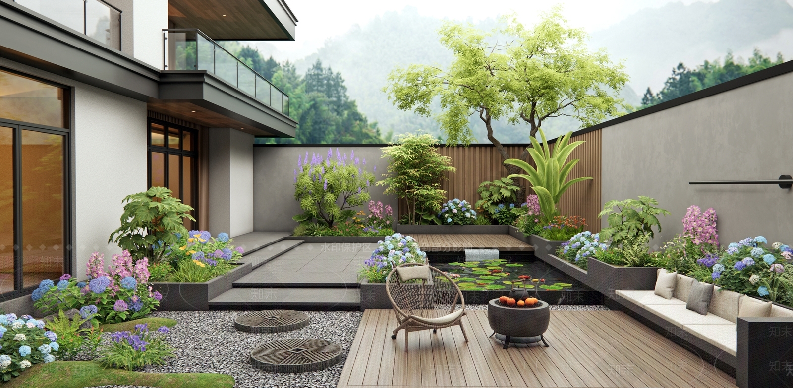 现代别墅庭院SU模型下载【ID:1198445502】