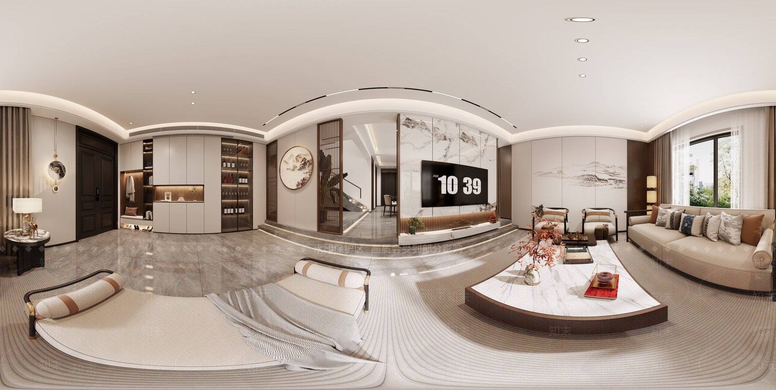 新中式别墅客餐厅3D模型下载【ID:1198447279】