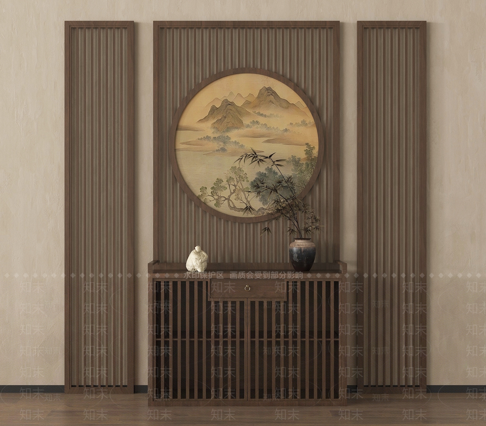 新中式隔断3D模型下载【ID:1198447663】