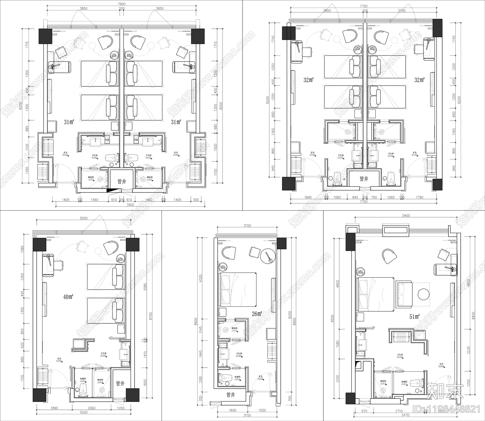 酒店客房施工图下载【ID:1198448821】