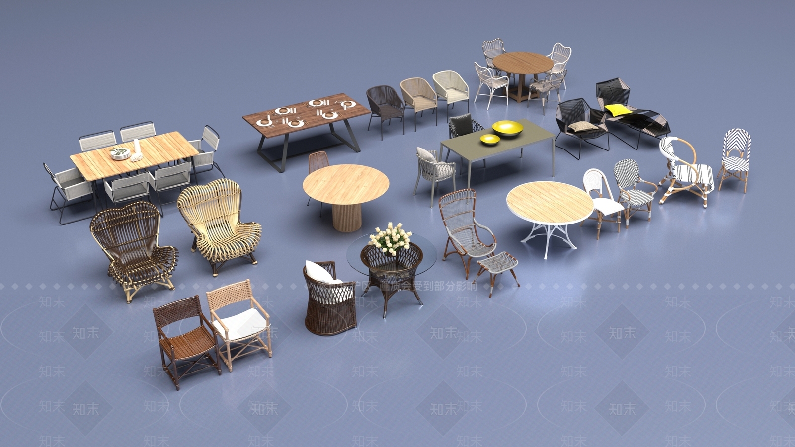 现代餐桌椅3D模型下载【ID:1198452998】