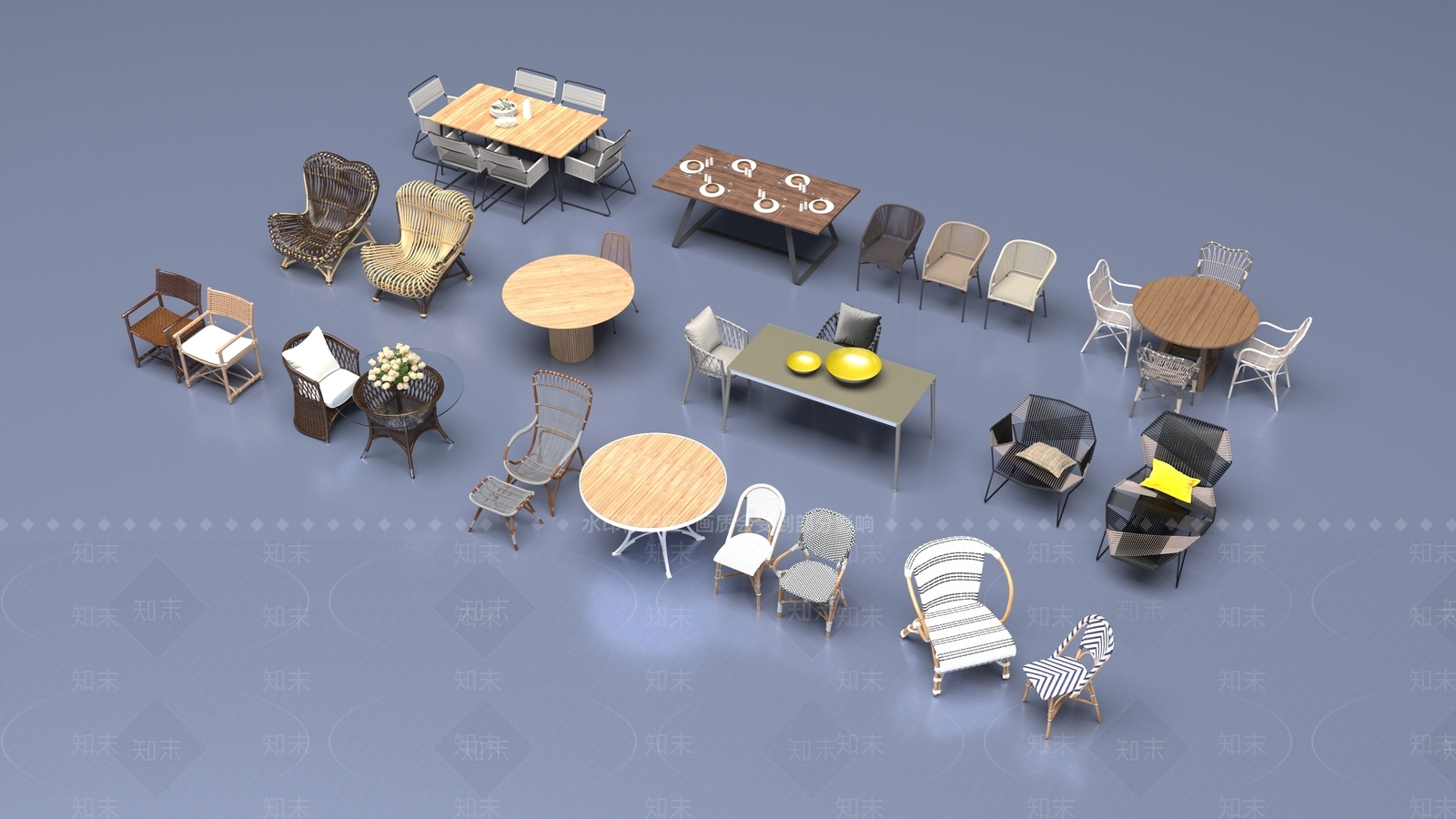 现代餐桌椅3D模型下载【ID:1198452998】