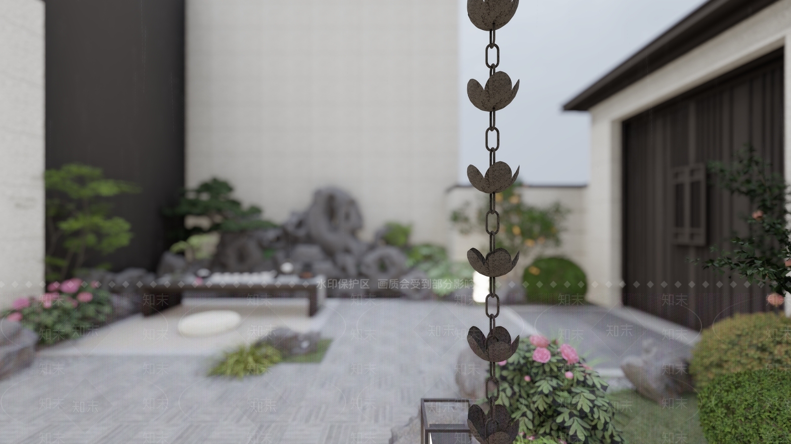 中式复古别墅庭院SU模型下载【ID:1198449804】