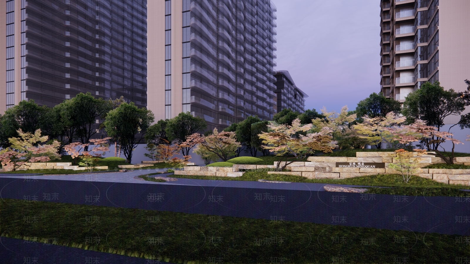 现代小区景观SU模型下载【ID:1198453355】