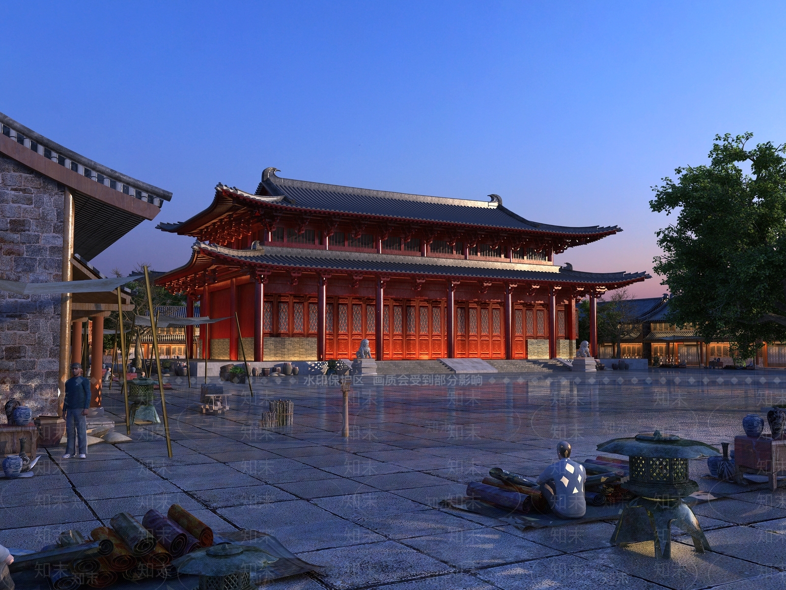 中式中古古建3D模型下载【ID:1198455106】