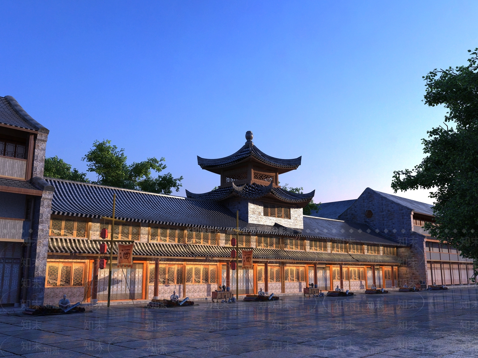 中式中古古建3D模型下载【ID:1198455106】