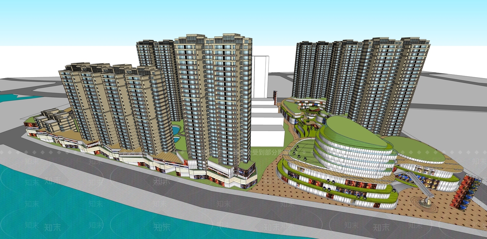 现代小区建筑SU模型下载【ID:1198455994】
