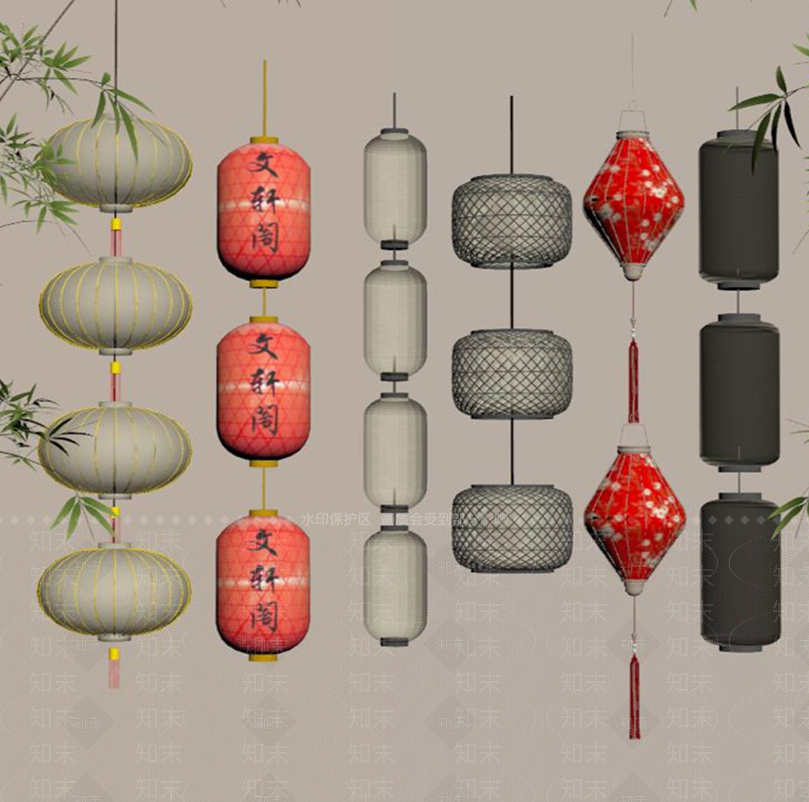 现代新中式灯笼SU模型下载【ID:1198455793】