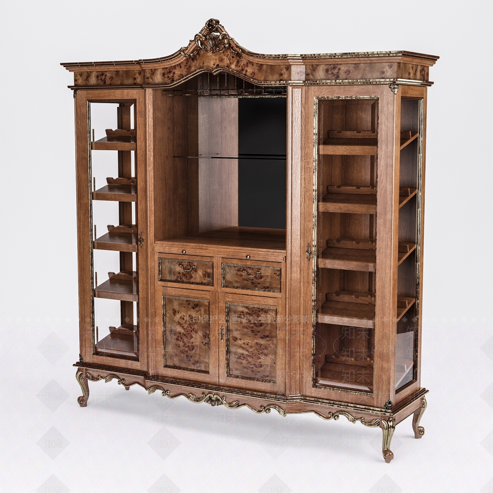 欧式美式酒柜SU模型下载【ID:1198459008】