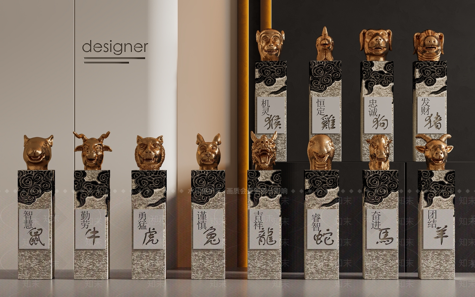 生肖雕塑3D模型下载【ID:1198460884】