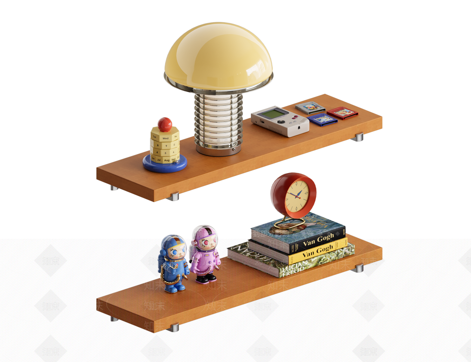 复古奶油摆件组合3D模型下载【ID:1198463193】