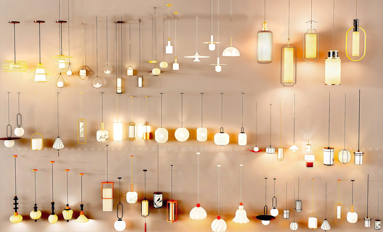 新中式现代卧室吊灯3D模型下载【ID:1198463593】