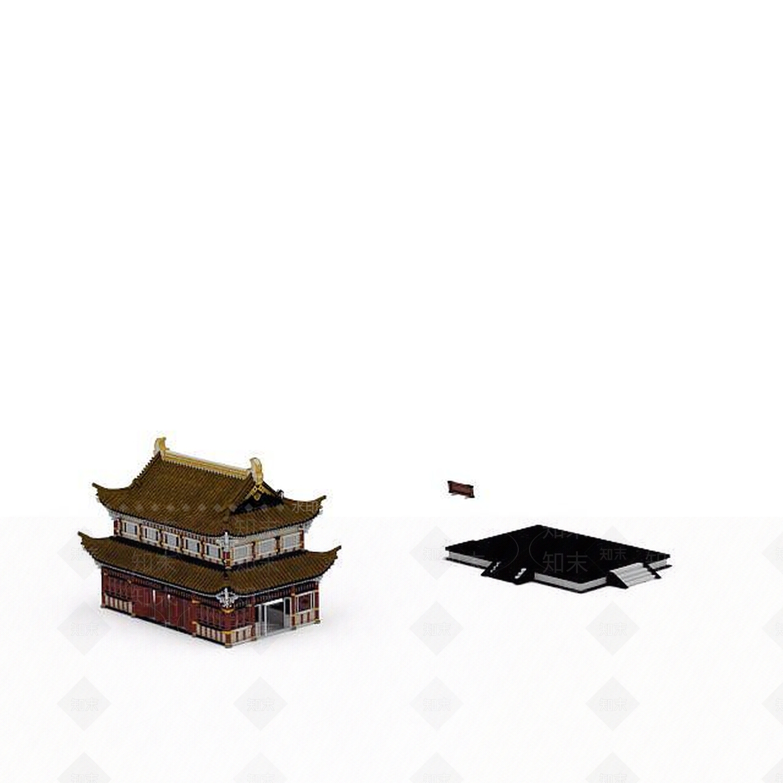 现代古代大殿3D模型下载【ID:1198608844】