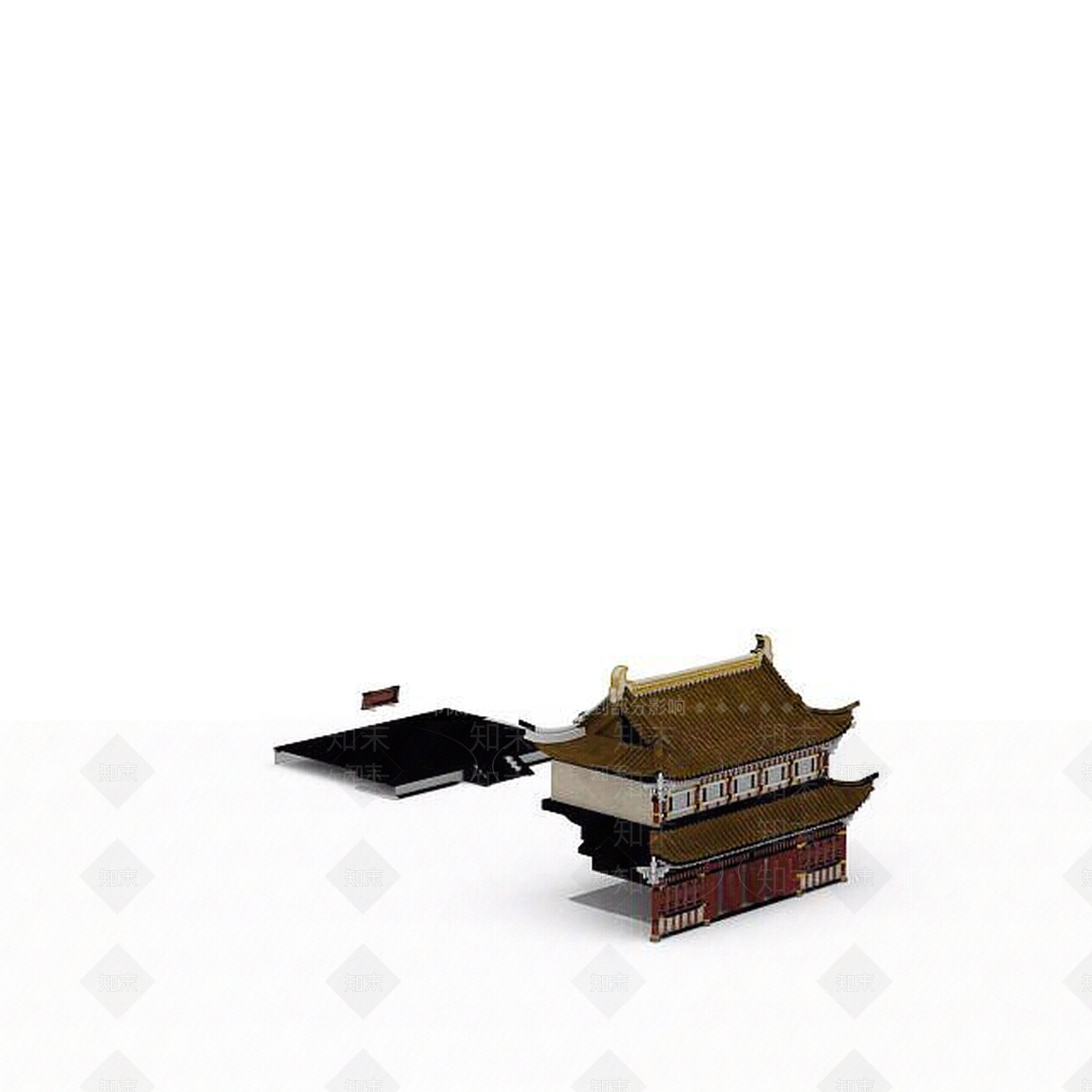 现代古代大殿3D模型下载【ID:1198608844】