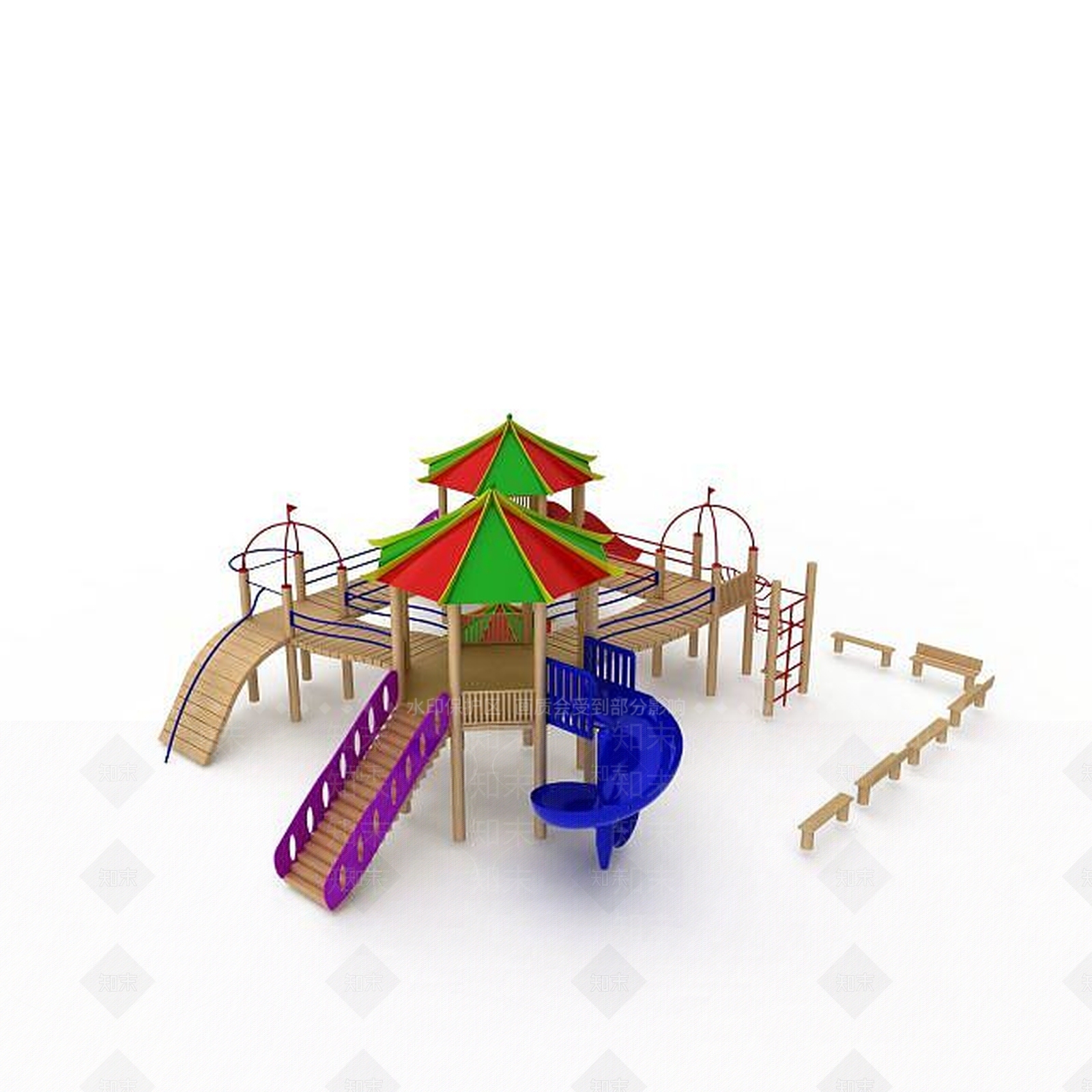 现代儿童娱乐滑梯3D模型下载【ID:1198464461】