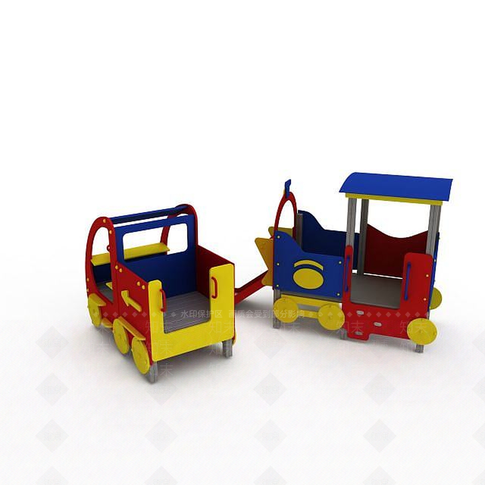 现代火车3D模型渲染效果图