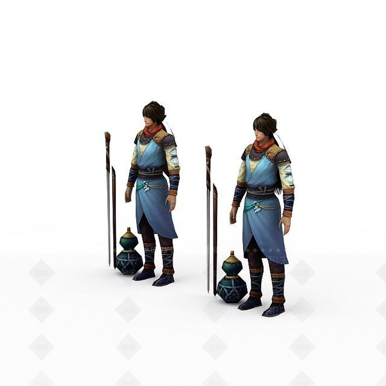 现代古装游戏人物3D模型下载【ID:1198467464】